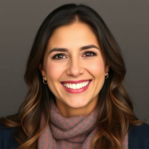 Retrato de Elena Ramirez, instructora de Elocuencia Viva, sonriendo amigablemente.